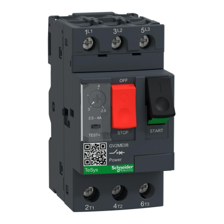 Schneider Electric (GV2ME08) Thermal Magnetic Circuit Breaker, 4A, 3 Pole