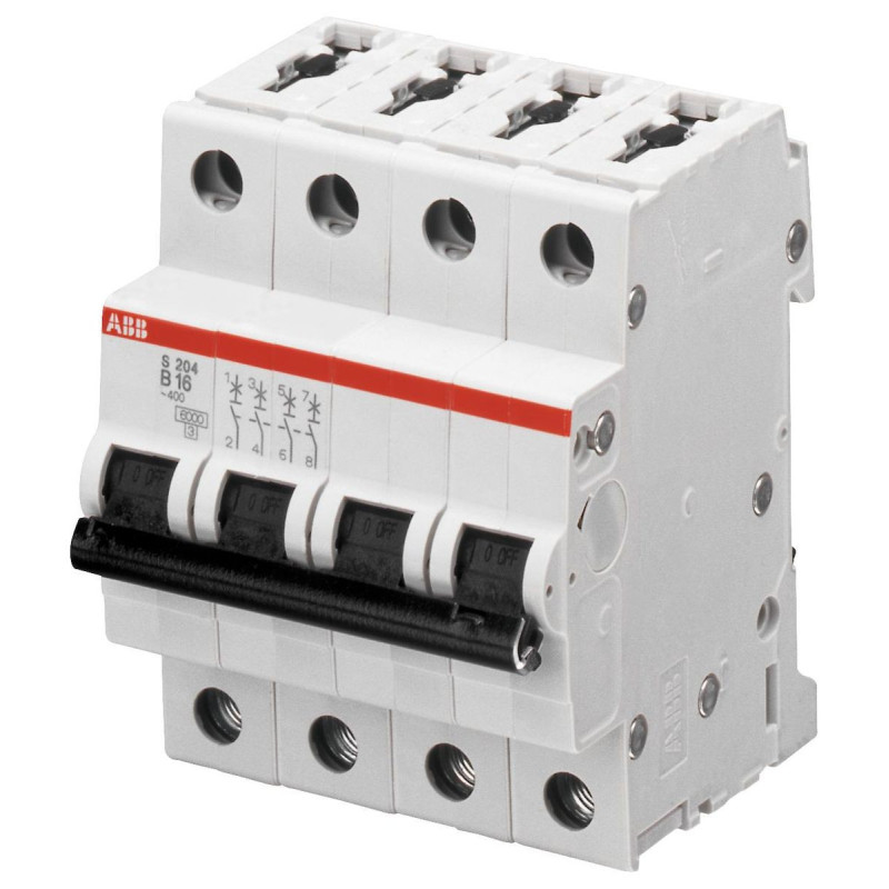 Abb (S204M-D16) Thermal Magnetic Circuit Breaker, 16A, 4 Pole