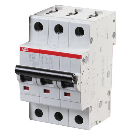 Abb (S203-C10) Thermal Magnetic Circuit Breaker,  10 A, 3 Pole