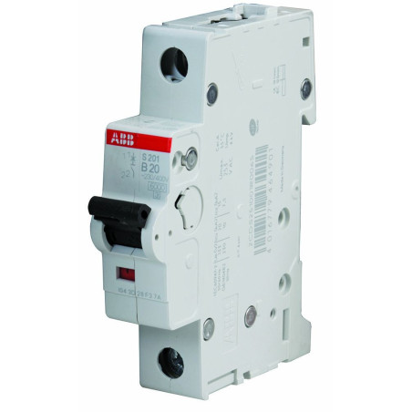 Abb (S201-B20) Thermal Magnetic Circuit Breaker, 20 A, 1 Pole