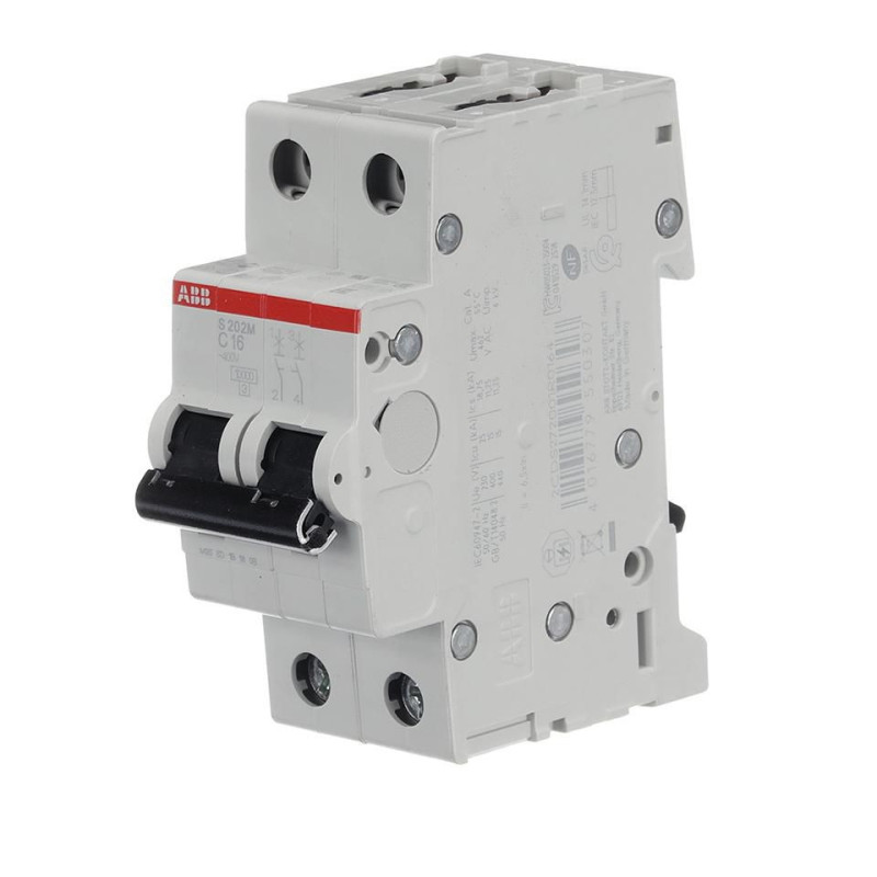 Abb (S202MC16) Thermal Magnetic Circuit Breaker, 16 A, 2 Pole