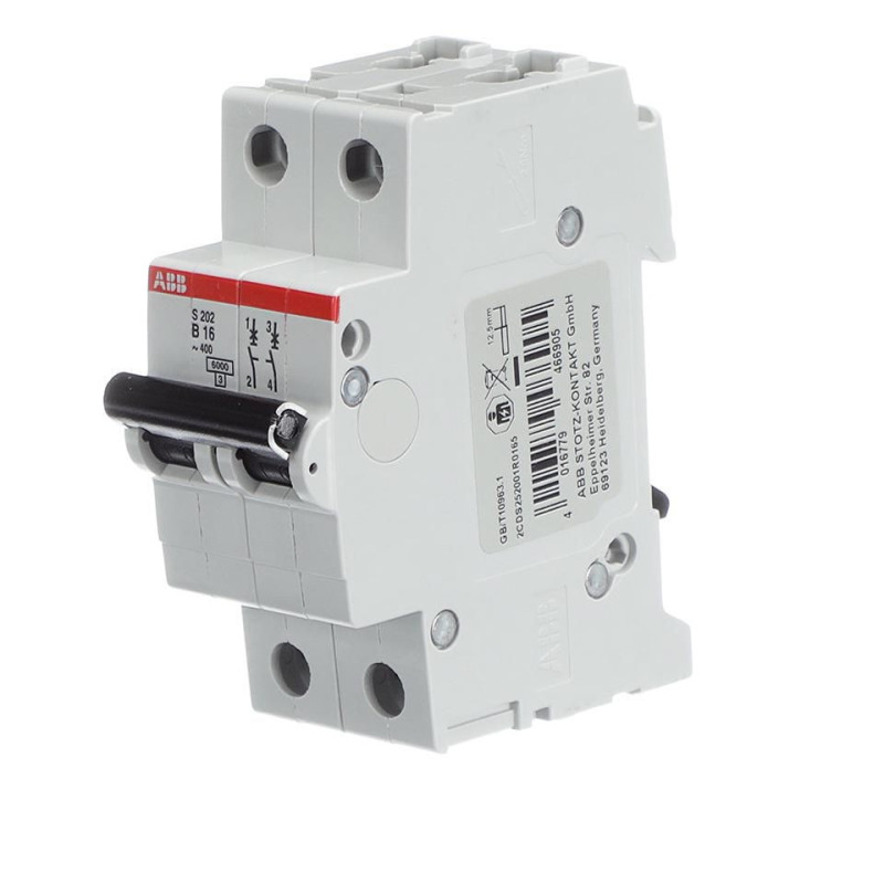 Abb (S202-B16) Thermal Magnetic Circuit Breaker, 16 A, 2 Pole