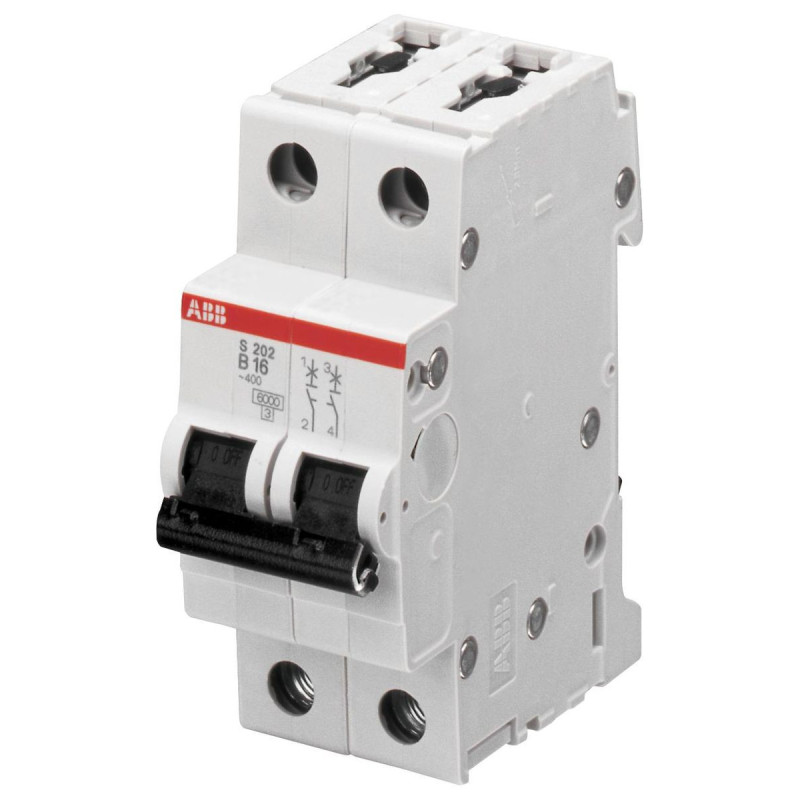 Abb (S202-D6) Thermal Magnetic Circuit Breaker, 6 A, 2 Pole