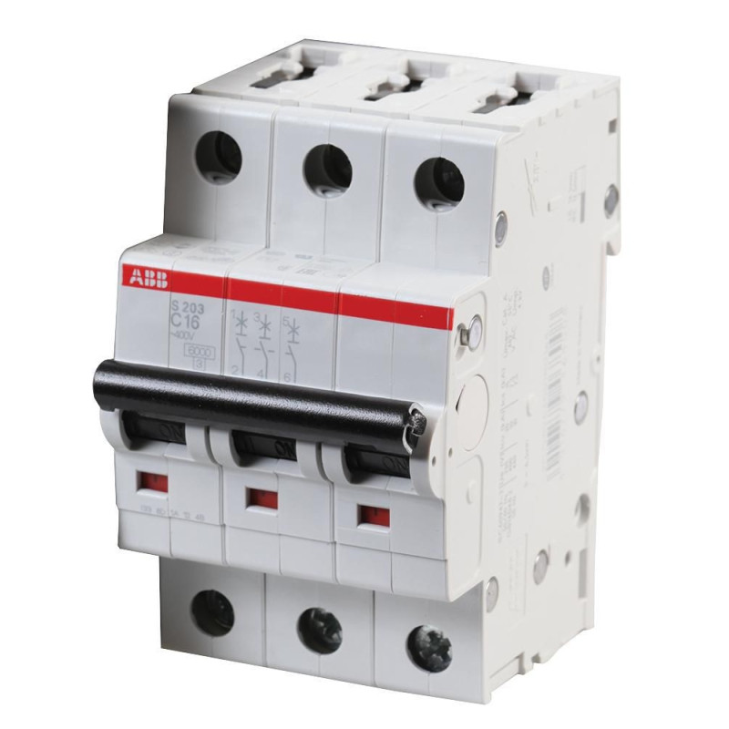 Abb (S203-C16) Thermal Magnetic Circuit Breaker, 16 A, 3 Pole