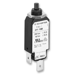 Schurter (T11-211-10) Thermal Circuit Breaker, T11 211, 10 A, 1 Pole