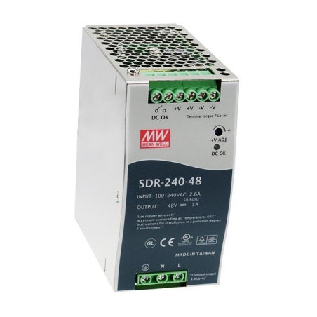 Mean Well  AC/DC DIN Rail Power Supply(PSU) ITE 1 Output  240 W  SDR-240-24