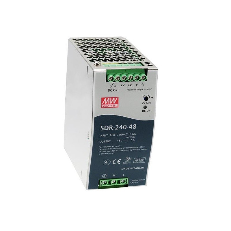 Mean Well  AC/DC DIN Rail Power Supply(PSU) ITE 1Output 240W  SDR-240-48