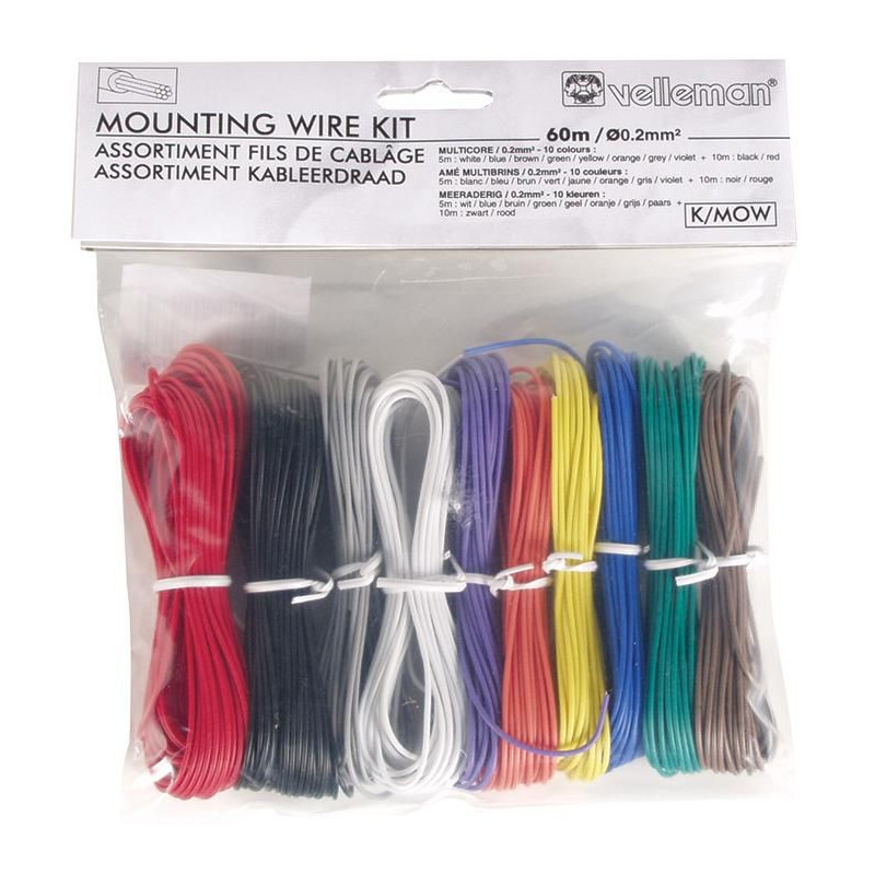 Velleman SA (K/MOW) Mounting Wire Kit, Multicore, 8 x 5m, 2 x 10m 24 AWG