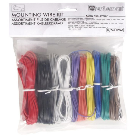 Velleman SA (K/MOWM) Single Core Mounting Wire Kit 8 x 5m, 2 x 10m 24 AWG