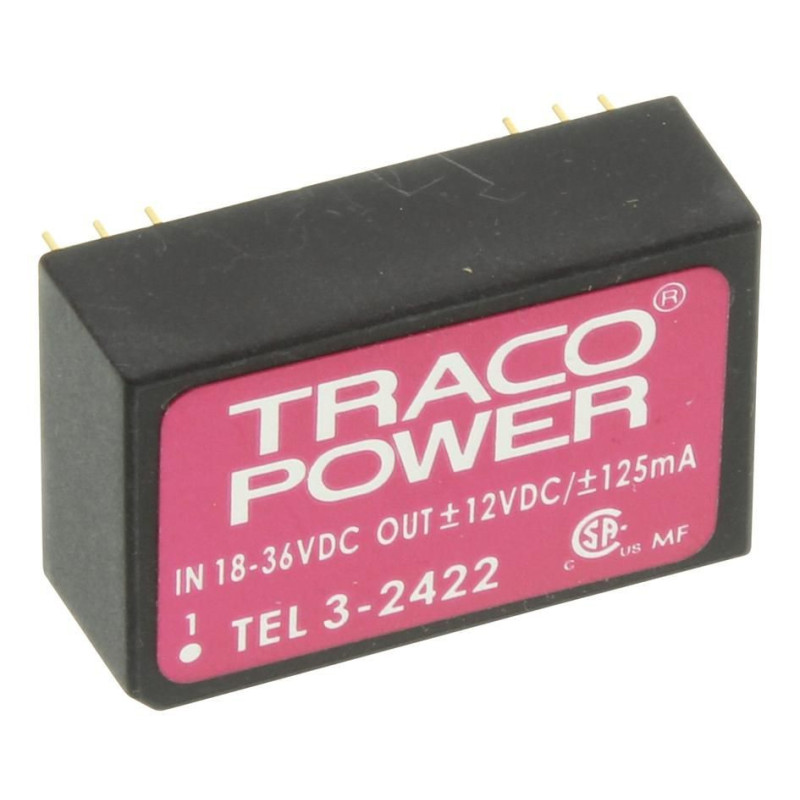 Traco Power (TEL 3-2422) Isolated Through Hole DC/DC Converter, 12V, 125mA