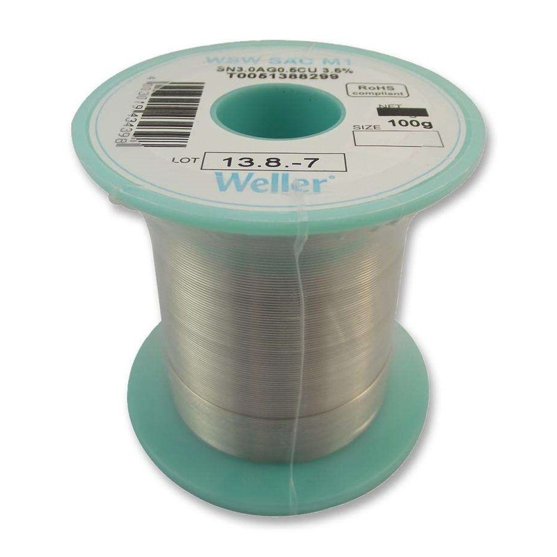 Weller, 0.3mm, Solder Wire, 96.5/3/0.5, 221°C, 100g, T0051388199