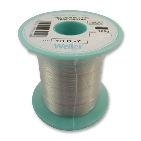 Weller, 0.5mm, Solder Wire, 96.5/3/0.5, 221°C, 100g, T0051388299