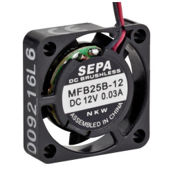 Sepa (MFB25B12) DC Axial Fan, 12 V, Square, 25 mm, 6 mm