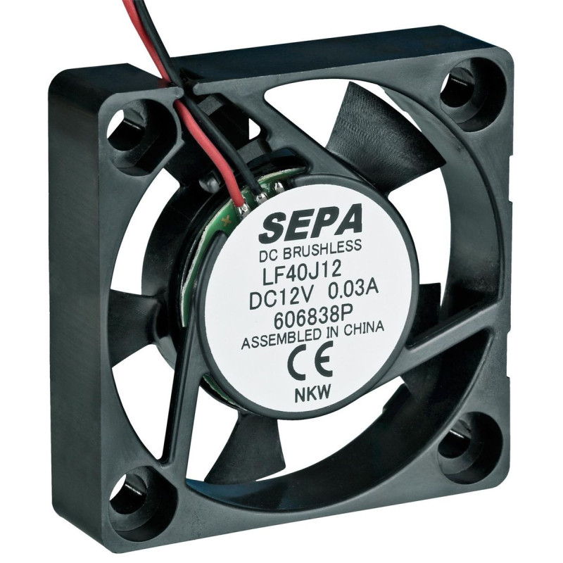 Sepa (LF40J12SE22) DC Axial Fan, 12 V, Square, 40 mm, 10 mm, Sleeve Bearing