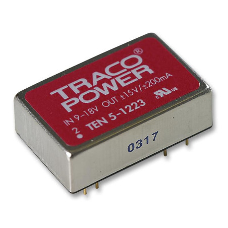 Traco Power (TEN 5-1223) Isolated Through Hole DC/DC Converter, 15V, 200mA