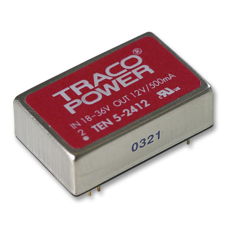 Traco Power (TEN 5-2412) Isolated Through Hole DC/DC Converter, 12V, 500mA