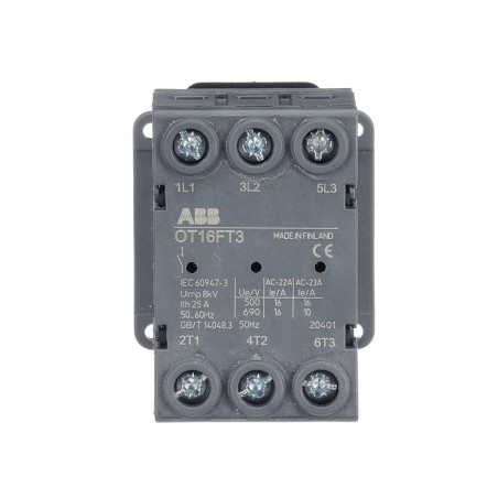 Abb (OT16FT3) Switch Disconnector, 3 Pole, 750 V, 16 A, IP20, Screw