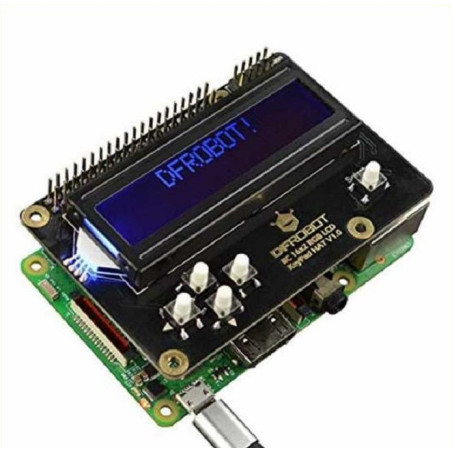 DFRobot, IIC 16x2 RGB LCD KeyPad HAT with RGB Font,  ( RPI 3B+/4B)