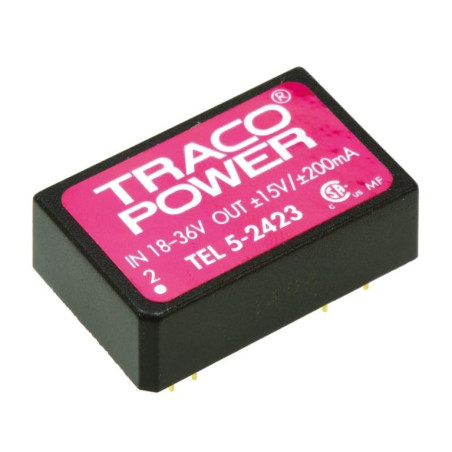 Traco Power (TEL 5-2423) Isolated Through Hole DC/DC Converter, 15V, 200mA