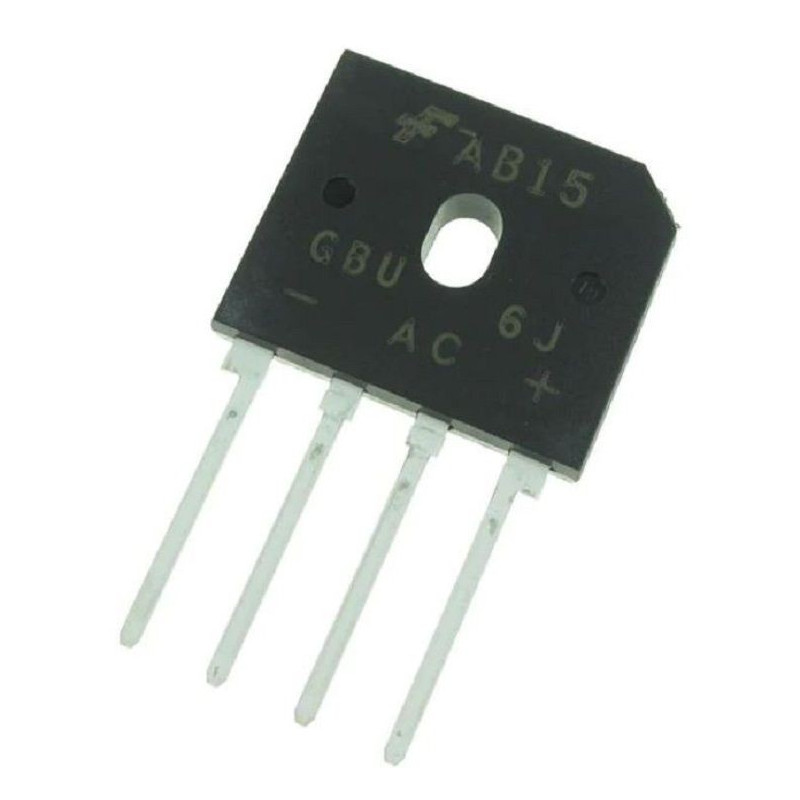 Onsemi (GBU6J) Bridge Rectifier, Single Phase, 600 V, 6 A, SIP, 4 Pins, 1 V