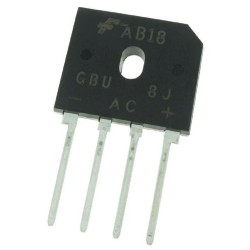 Onsemi (GBU8J) Bridge Rectifier, Single Phase, 600 V, 8 A, SIP, 4 Pins, 1 V