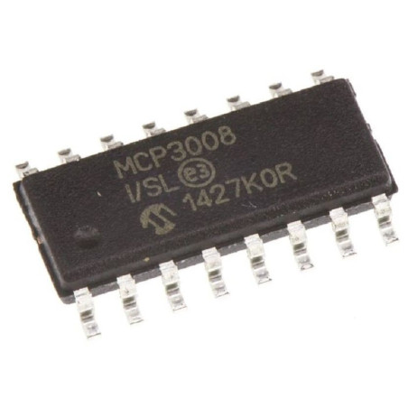 Microchip (MCP3008-I/SL) Analogue to Digital Converter, Octal, 10 bit