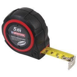 Duratool D03182 -  Self Hold Rubber Tape Measure - 5M