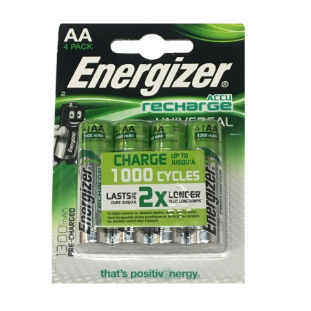 Energizer E300322101 - AA Rechargeable Battery  1.2v NiMh 1.3Ah - Pack of 4