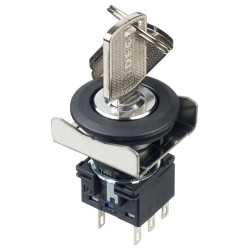 Idec (LBW6K-3ST6A) Keylock Switch, 3PDT, LB, 3 Position, Solder, 5 A