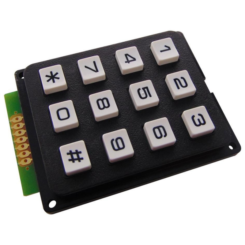 Multicomp Pro (MCAK304NBWB) Keypad, 3 x 4, Matrix, Plastic, 20 mA, 24 V