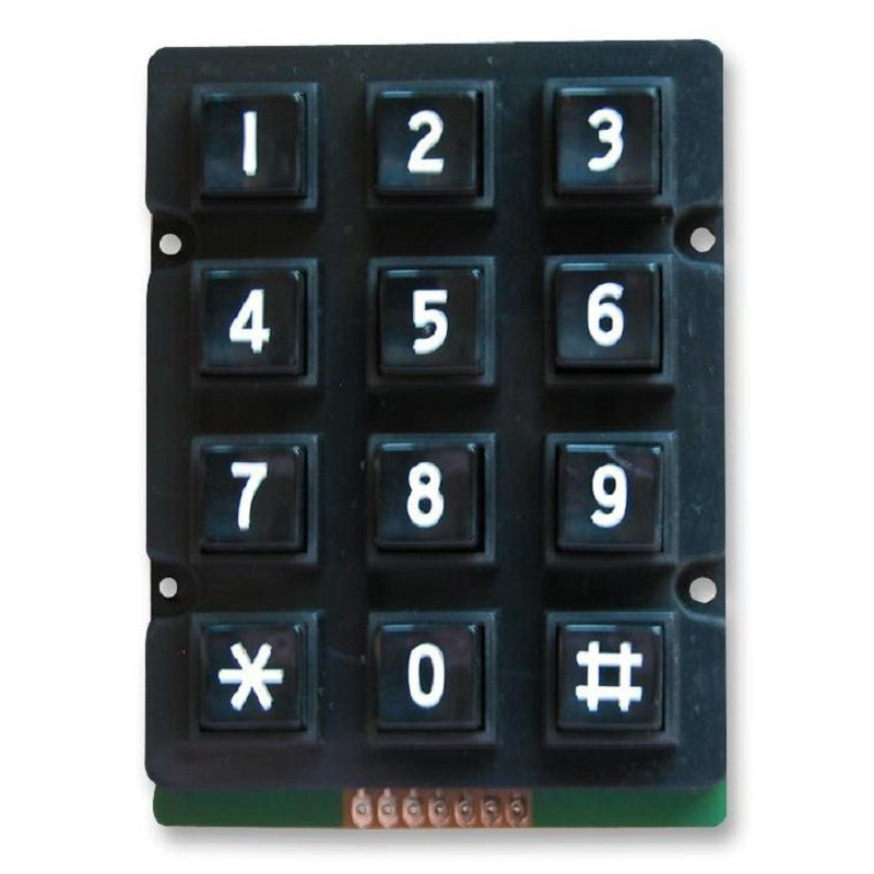 Multicomp Pro (MCAK207NBBWWP) Keypad, 3 x 4, Matrix, Plastic, 20 mA, 24 V