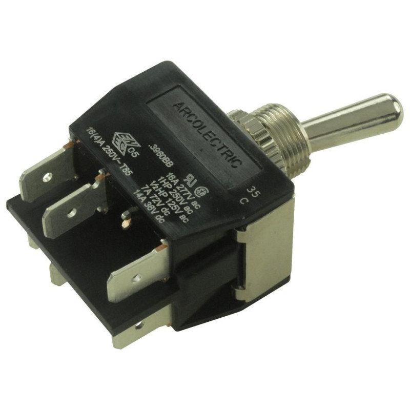 Arcolectric (C3960BBAAA) Toggle Switch, On-On, DPDT, Non Illuminated