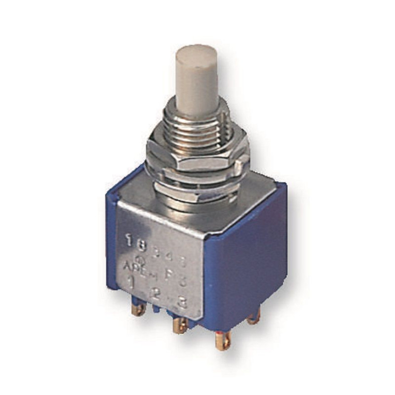 Apem (18545CD) Pushbutton Switch, 18000, 6.5 mm, DPDT, On-(On), Plunger