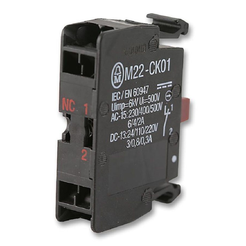 Eaton (M22-CK01) Contact Block, Flush, 1NC, 4 A, 500 V, 1 Pole