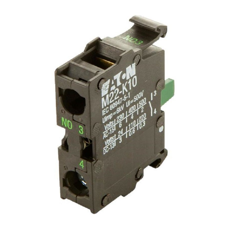 Eaton (M22-K10) Contact Block, 1NO, 6 A, 500 V, 1 Pole, M22 Series