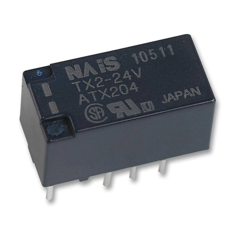 Panasonic, Signal Relay, 24 VDC, DPDT, 2 A, Through Hole, TX2-24V