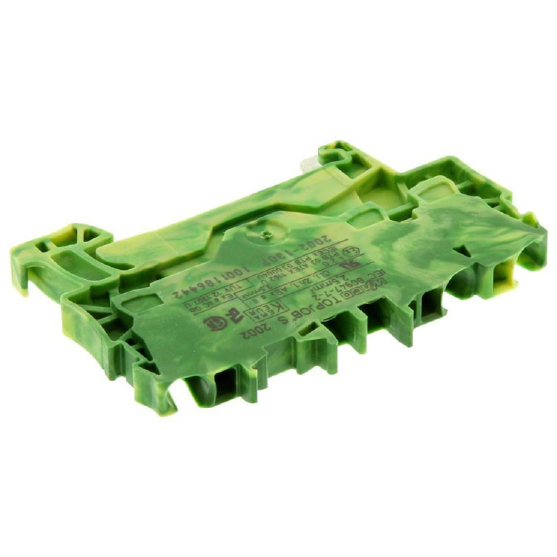 Wago (2002-1307) DIN Rail Mount Terminal Block, 3 Ways, 22 AWG