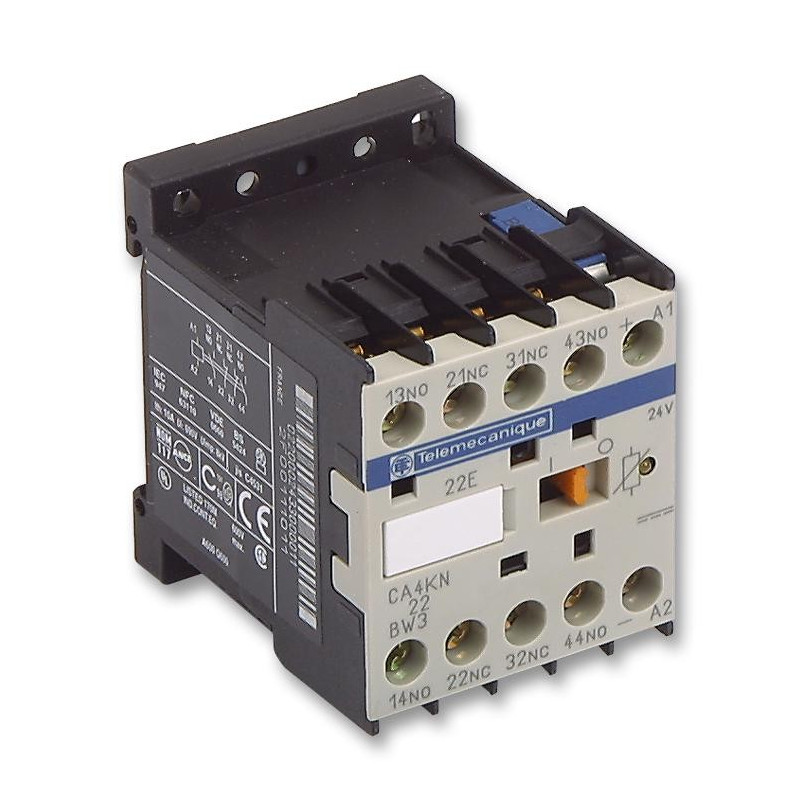 SCHNEIDER ELECTRIC (CA4KN22BW3)  General Purpose Relay, CA Series, Power, DPST-NO, DPST-NC, 24 VDC, 10 A