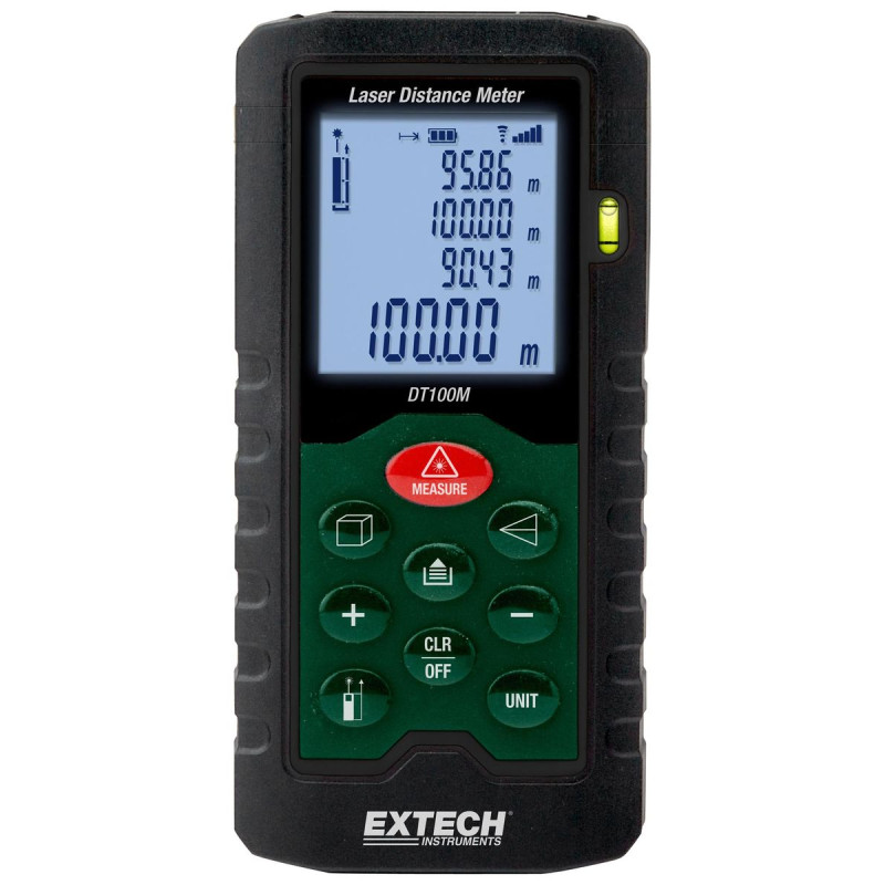 Extech (DT100M) Laser Distance Meter, 0.05m to 100m,  ± 2mm, LCD