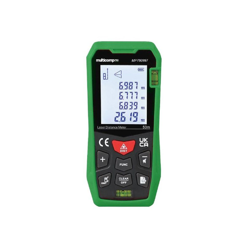 Multicomp Pro (MP780997) Laser Distance Meter, 2" Display, 50m, ± 2mm, LCD