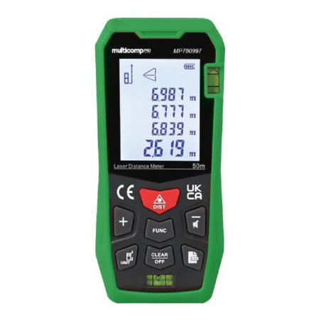 Multicomp Pro (MP780997) Laser Distance Meter, 2" Display, 50m, ± 2mm, LCD