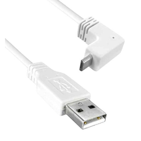 Qualtek (3021085-06) USB Cable  1.83m  USB to 90 degree Micro USB   White  3021085-06  Qualtek