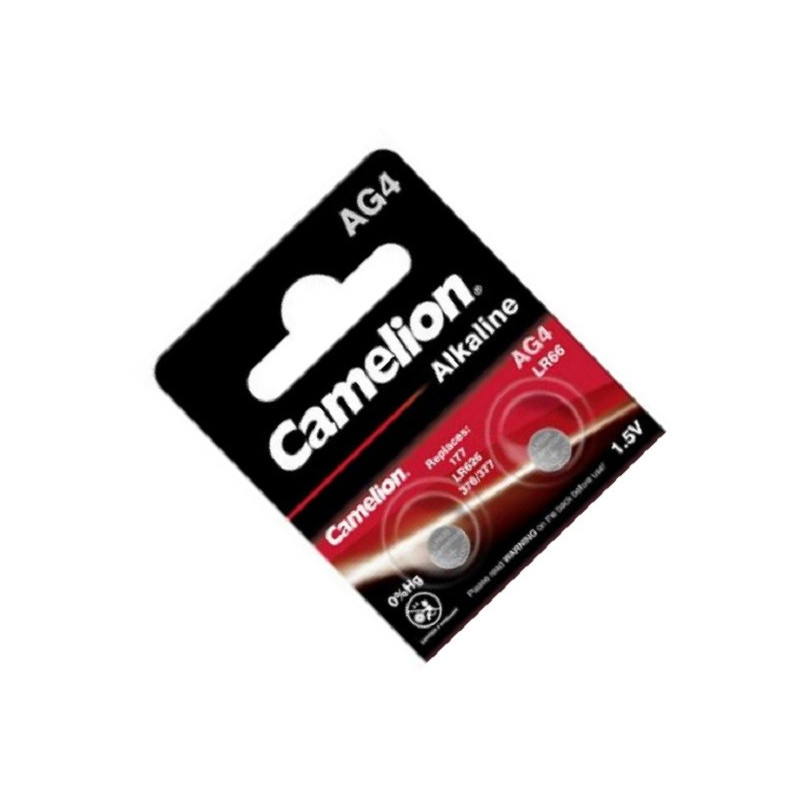 CAMELION AG4-BP02 (0%Hg) DBK Alkaline Button Cell 1.5V 24mAh 2/Pack