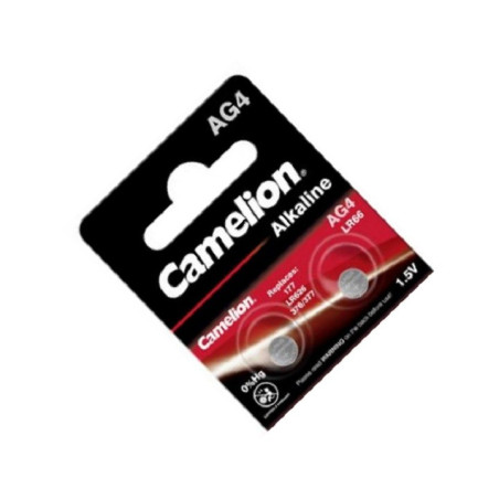 CAMELION AG4-BP02 (0%Hg) DBK Alkaline Button Cell 1.5V 24mAh 2/Pack