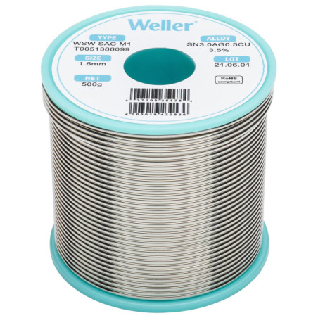 Weller  1.6mm  Solder Wire  96.5/3/0.5  221?C  500g  T0051386099