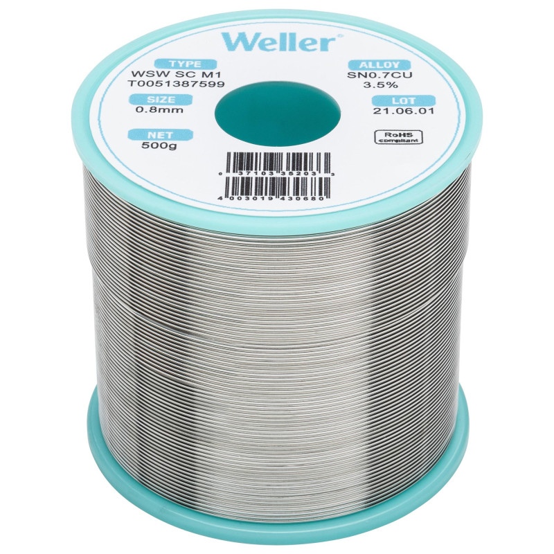 Weller  0.8mm  Solder Wire  99.3/0.7  227?C  500g  T0051387599