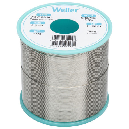 Weller  0.5mm  Solder Wire  99.3/0.7  227?C  500g  T0051387699