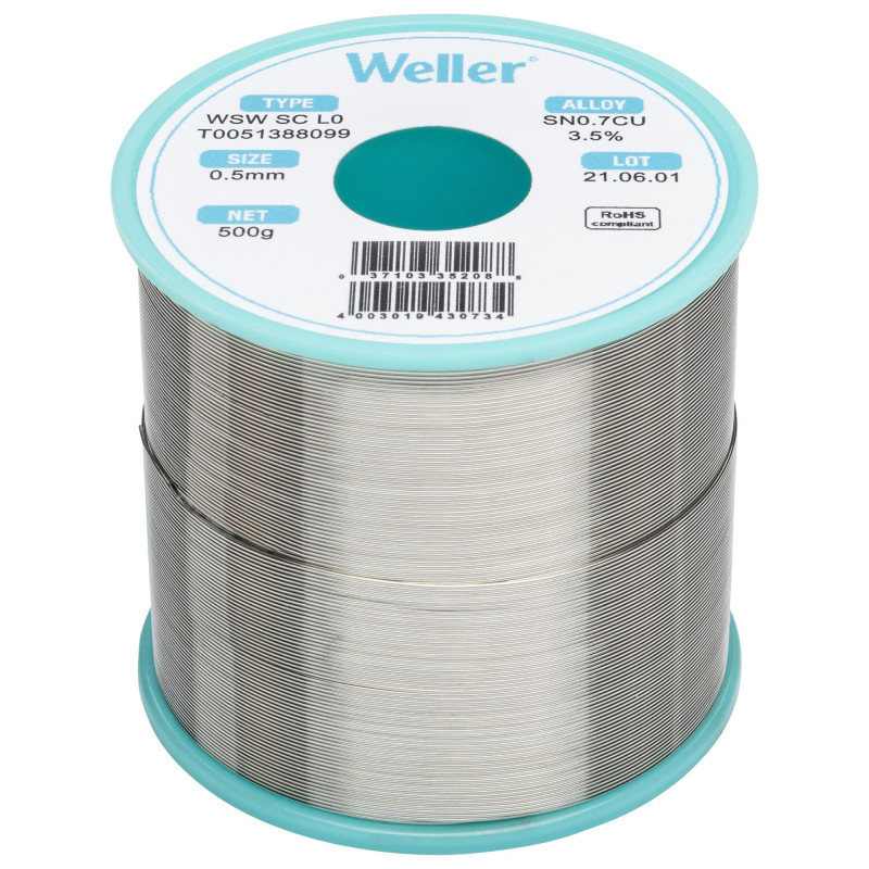 Weller  0.5mm  Solder Wire  99.3/0.7  227?C  500g  T0051388099