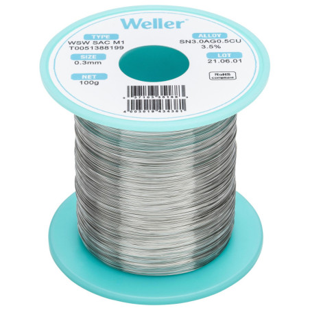 Weller  0.3mm  Solder Wire  96.5/3/0.5  221?C  100g  T0051388199