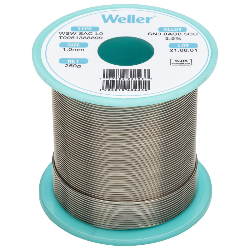 Weller  1mm Solder Wire  96.5/3/0.5  221?C  250g  T0051388899